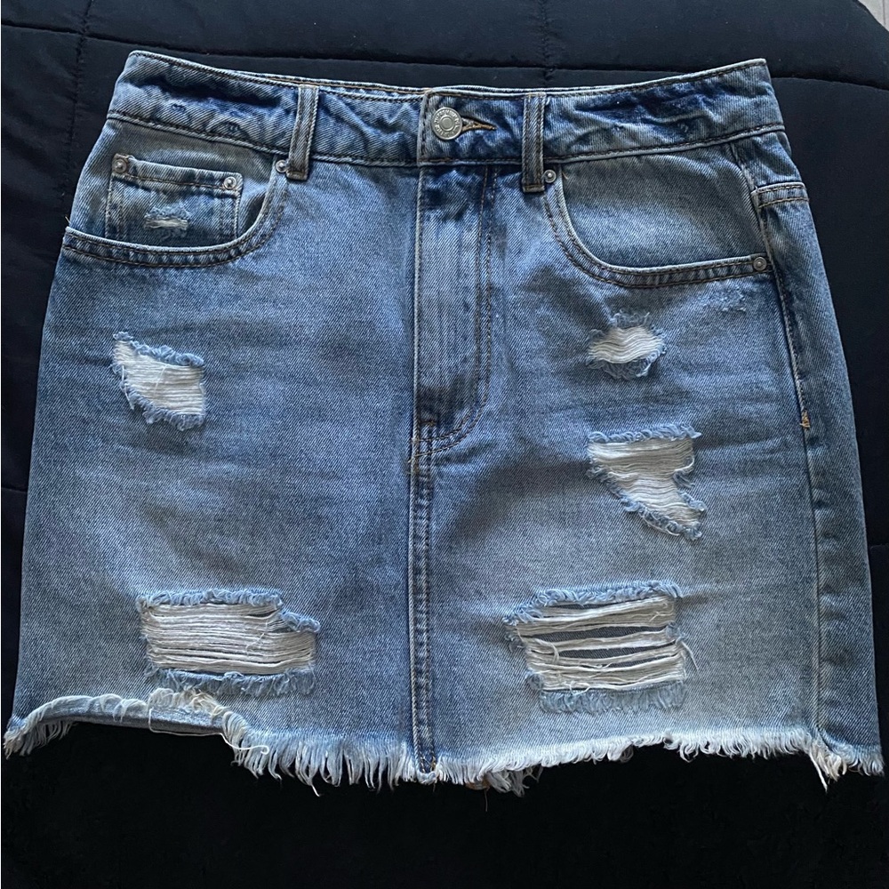 Denim light wash high waisted skirt